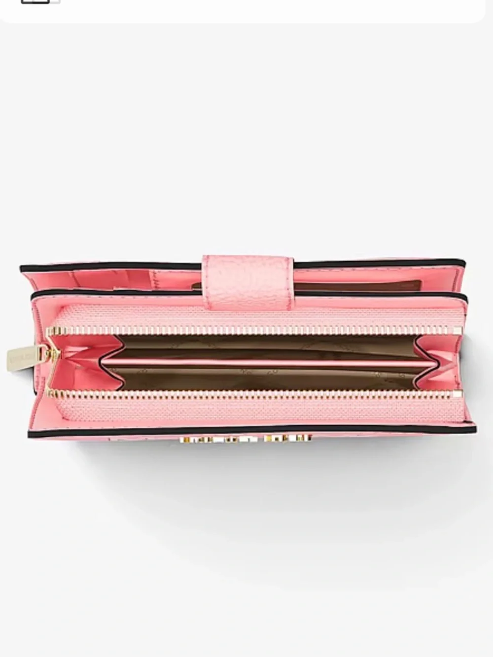 MICHAEL KORS Jet Set Travel Md Zip Coin Logo Debossed Bifold Wallet Carnation NW